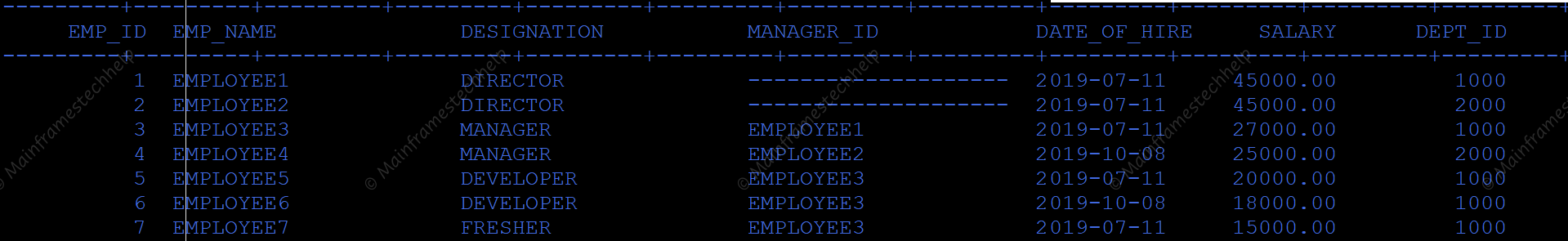 DELETE CURSOR Program Output