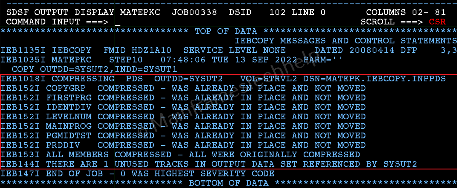 IEBCOPY Compressing a PDS Example