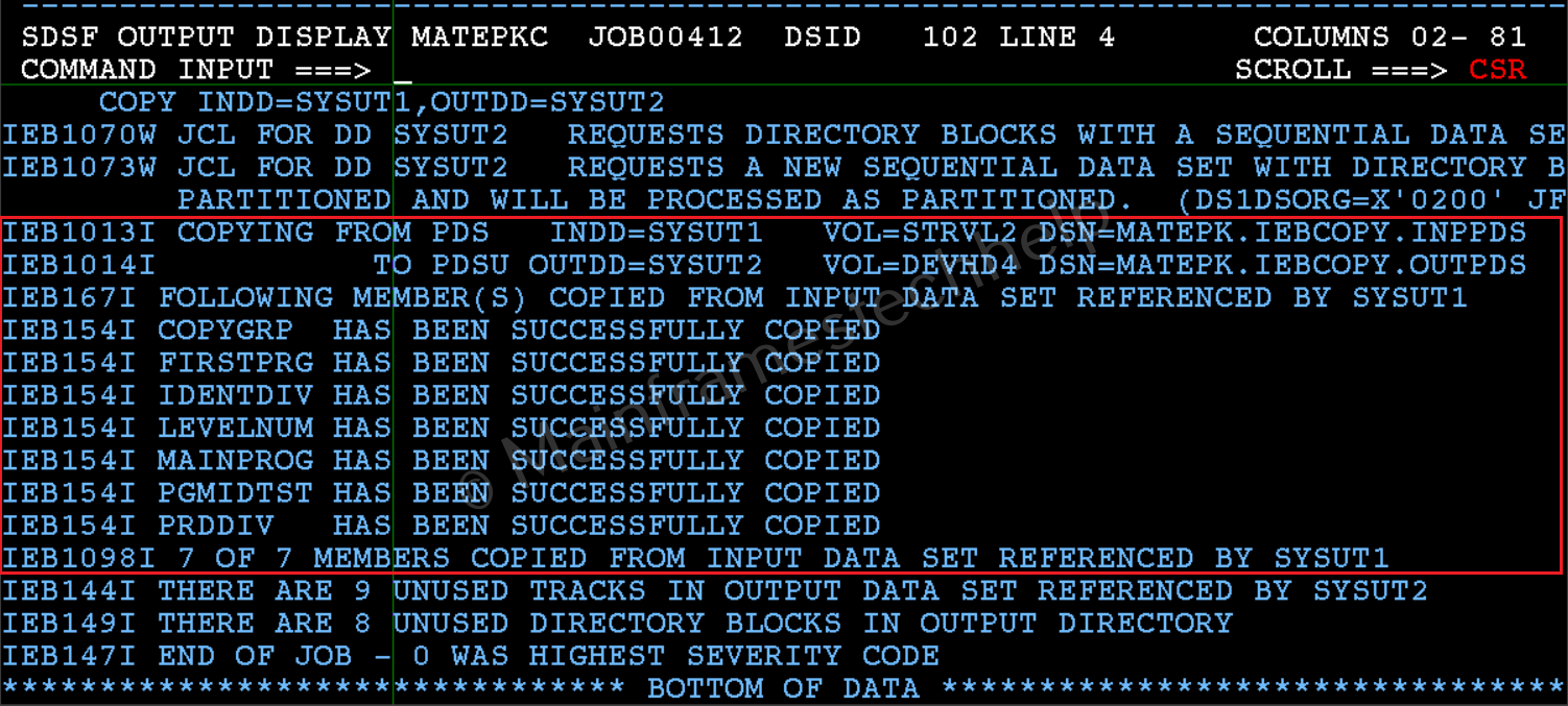 COPY Datasets Job Status