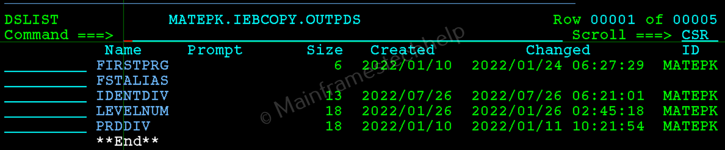 EXCLUDE Output