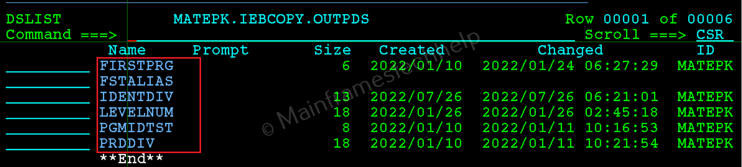 EXCLUDE Output