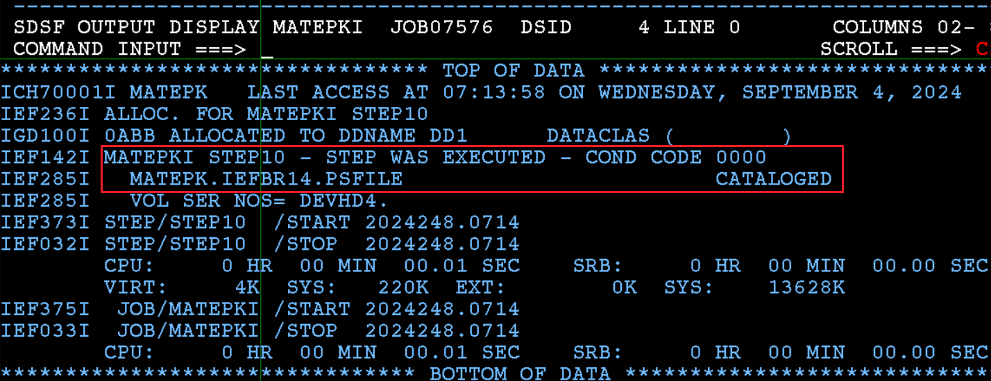 Allocate PDS Status