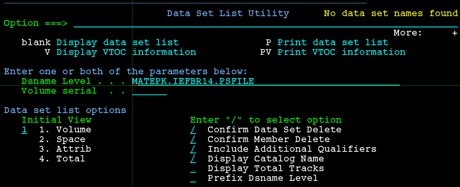 Uncatalog Dataset Output