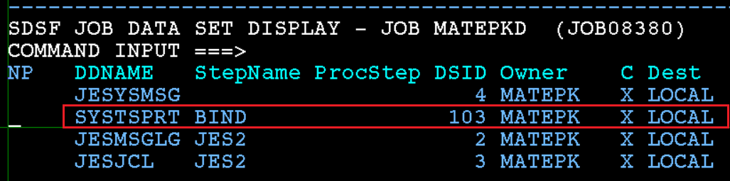 BIND JOB Precompile Step