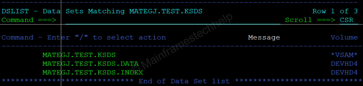 KSDS OUTPUT