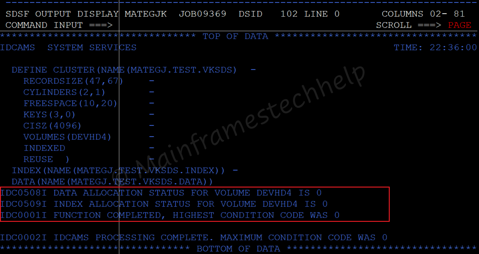 Create KSDS Output