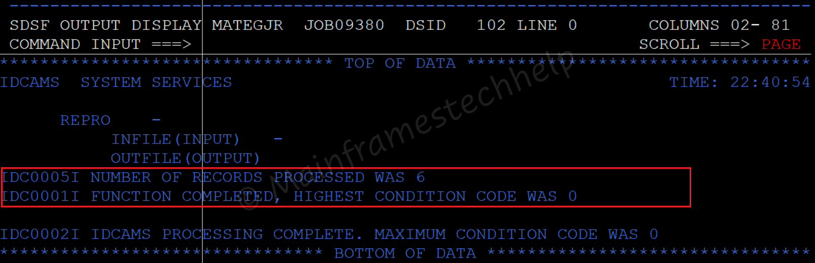 loading KSDS Output