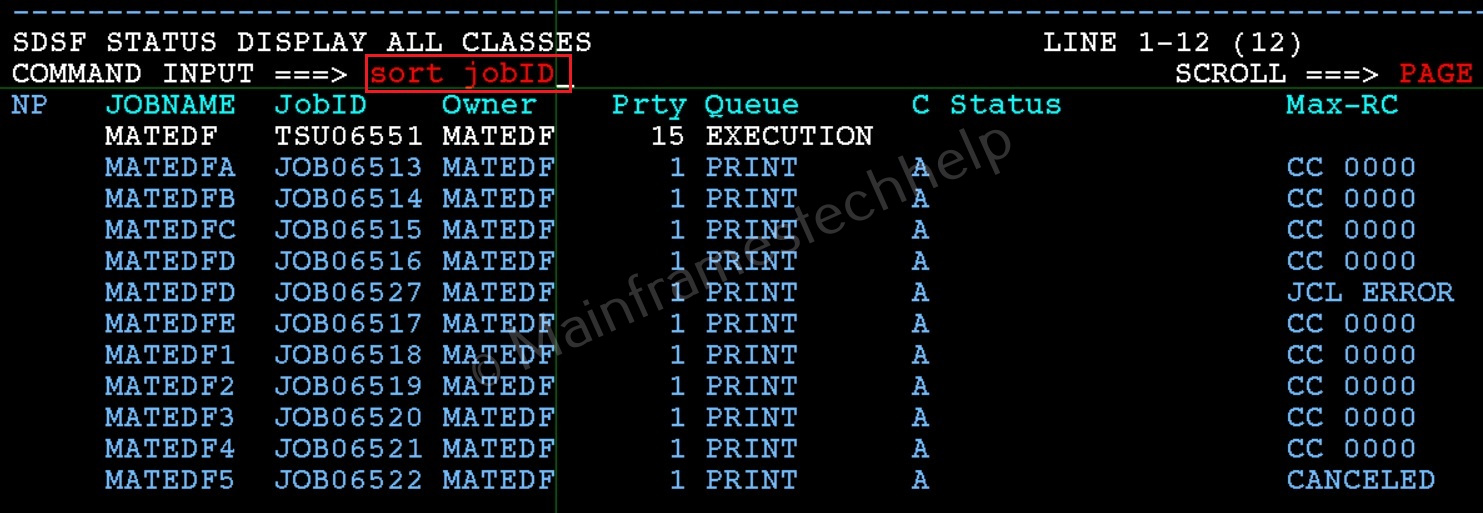 Arranging JOB Columns