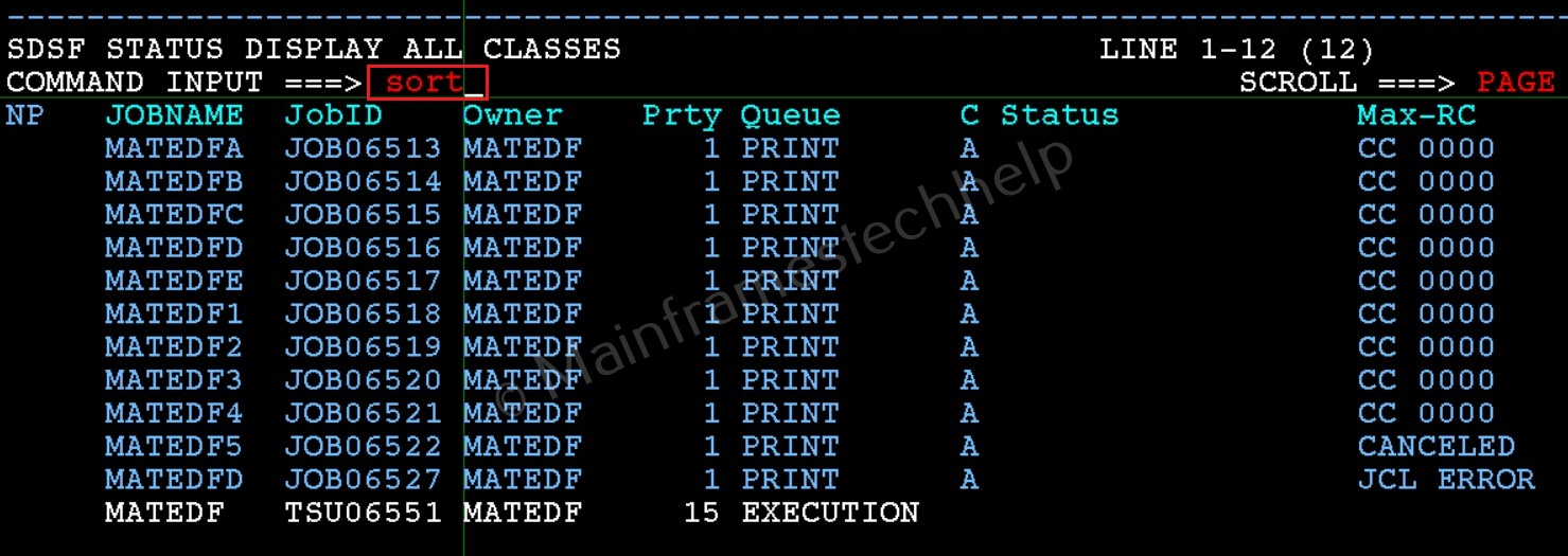 Arranging JOB Columns