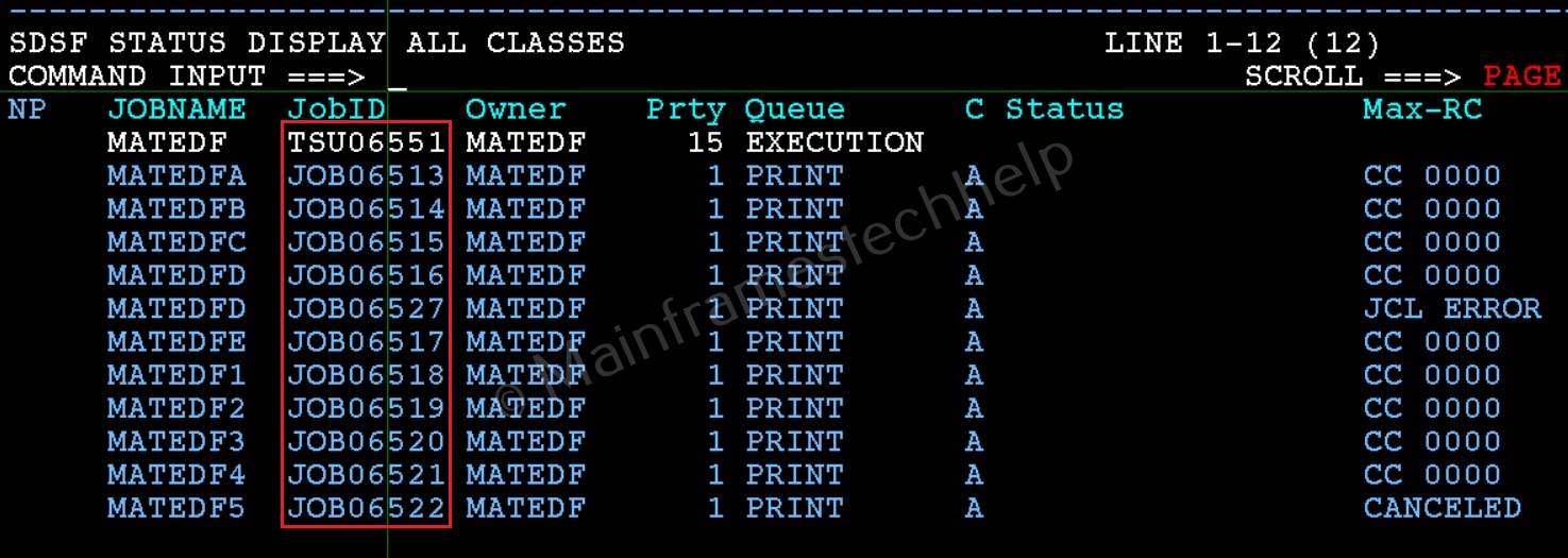 Arranging JOB Columns