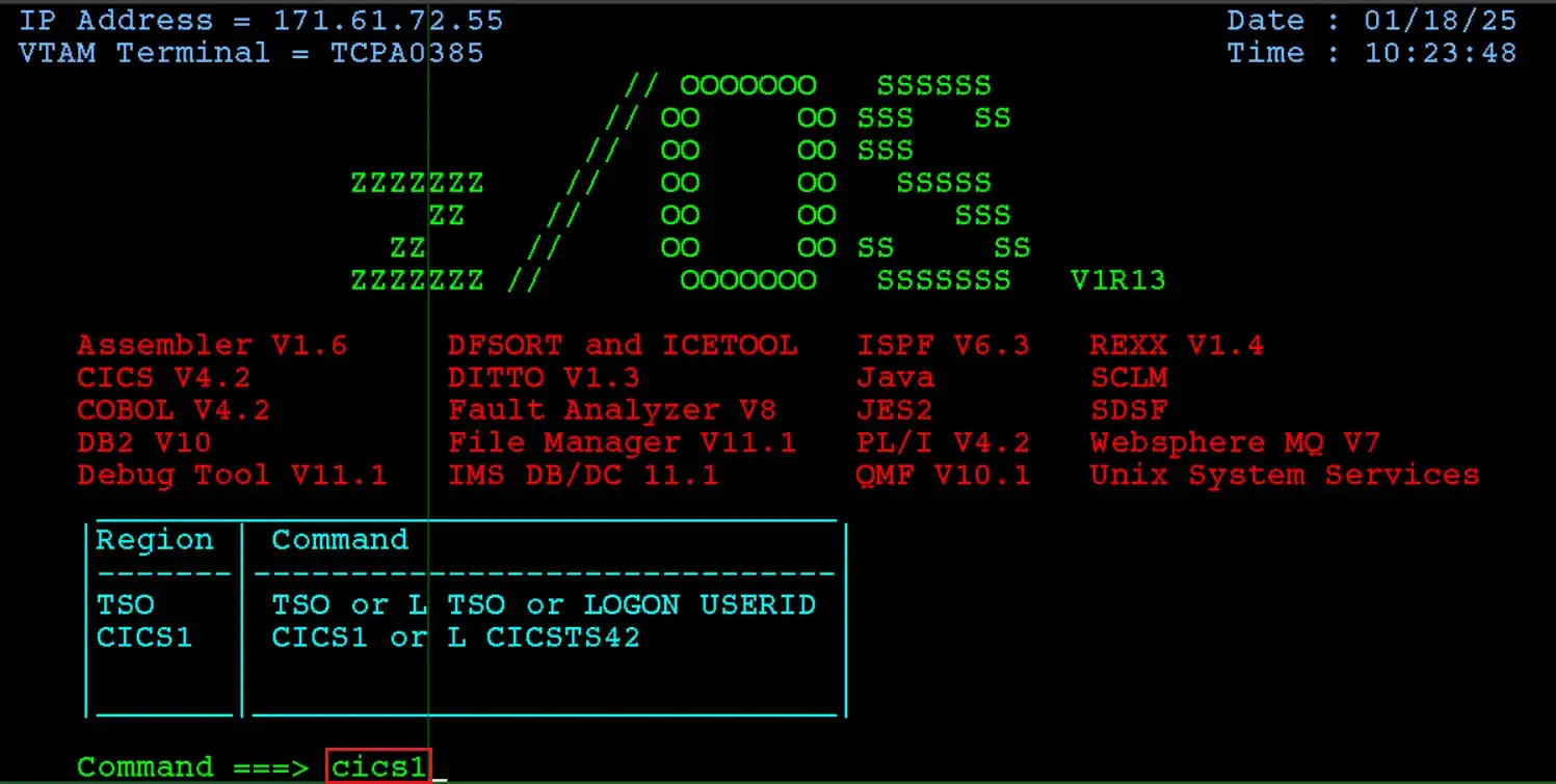Login to CICS Region
