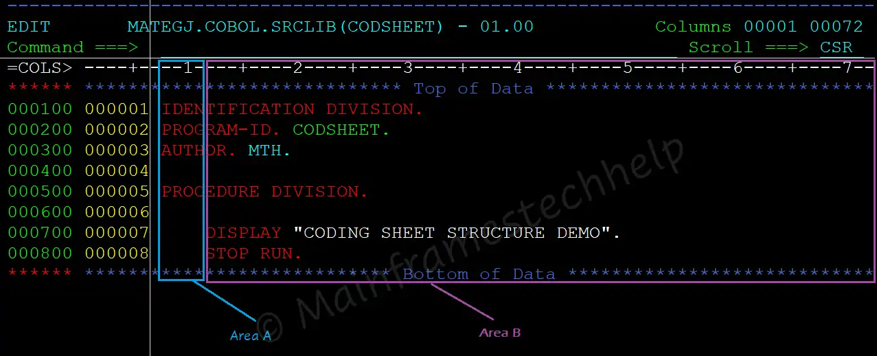 Codingsheet program Code