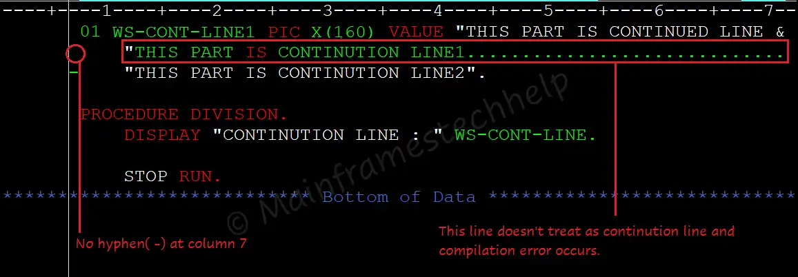 Continuation Line Code