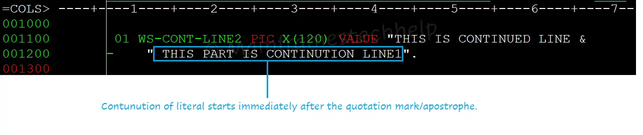 Continuation Line Code