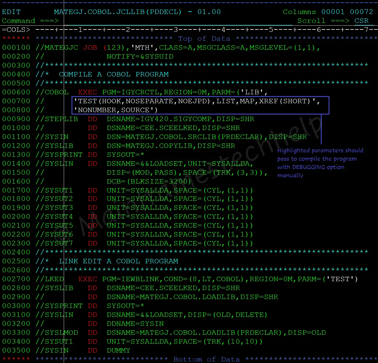 Declaratives Example Compile Jcl