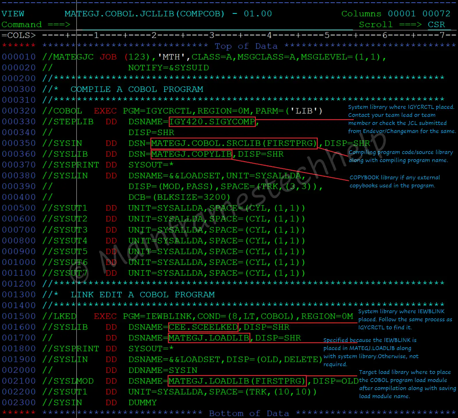 COBOL program compilation JCL