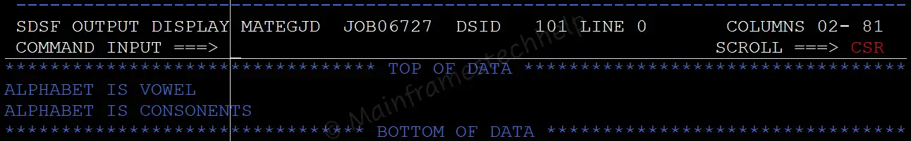 Condition names Output