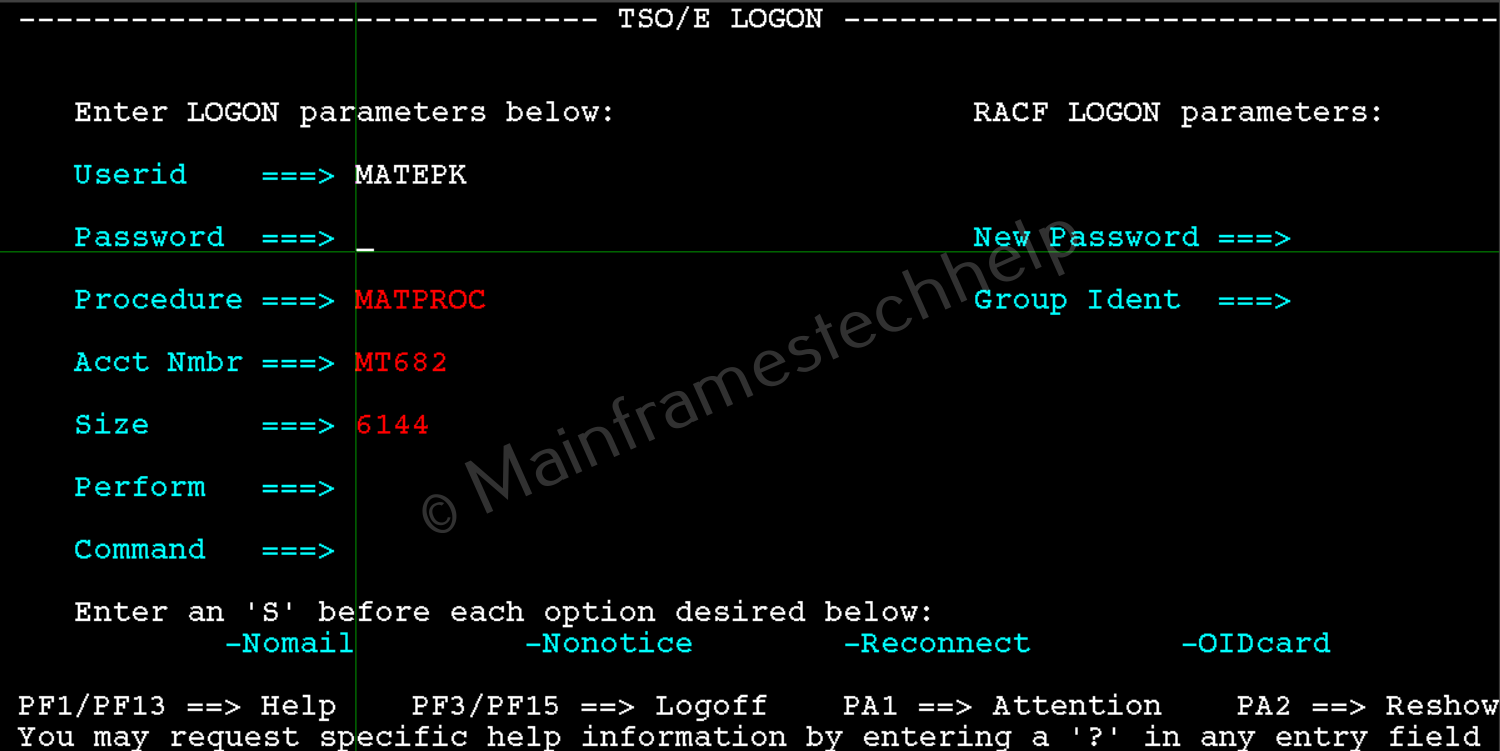 Login to Mainframe